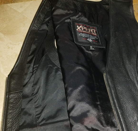 womens xpert performance leather motorcycle vest - Picture 7 of 8